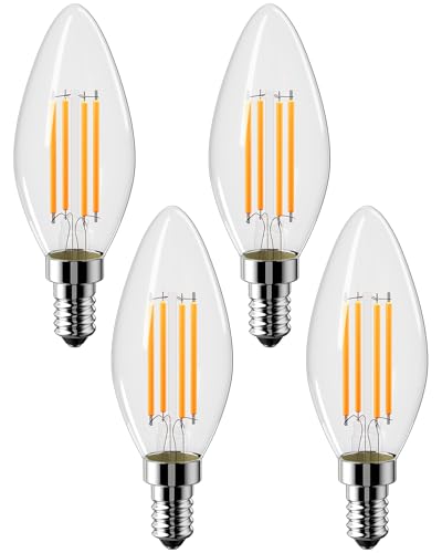 Vanke E14 LED Light Bulb, 4W (40W Equivalent), Warm White 2700K, 4-Pack