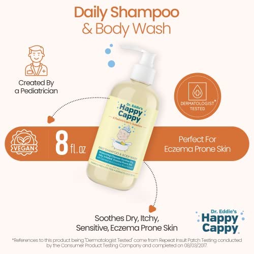 Happy Cappy Dr. Eddie's Daily Shampoo & Body Wash For Children, Soothes Dry, Itchy, Sensitive, Eczema Prone Skin, Dermatologist Tested, No Fragrance, No Dye, 8 Oz #TOP2
