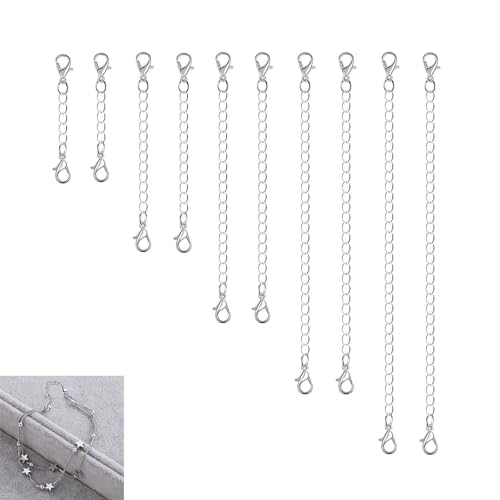 10 Stück Kettenverlängerung, Armband Verlängerung, Verlängerungskette Silber, Halskettenverlängerungen, für Halsketten, Armbänder Und Schmuckherstellung(Silber) 10 Stück Kettenverlängerung, Armband Verlängerung, Verlängerungskette Silber, Halskettenverlängerungen, für Halsketten, Armbänder Und Schmuckherstellung(Silber)