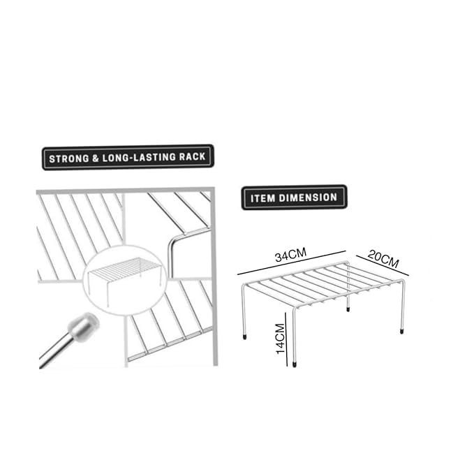 Image of Stainless Steel Dish ?Countertop wire Rack, Utensil Organizer for Kitchen Cabinets, Fridge, Counter Top - Space Saver Mini Stand, Bed Stand (Pack of 1) (NHSP)