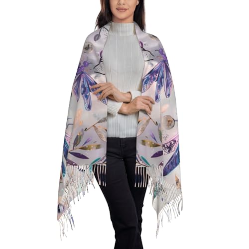 Pashmina Winter Warm Wrap Shawl Navy Blue Bee Flowers Print Scarves Scarf For Women Men3