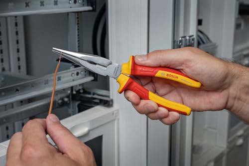Image of BOSCH Professional VDE Pliers Set (4-Piece) - Chrome Vanadium Steel, Anti-Slip Handles, Easy Cutter, Ergonomic Design, Durable for Electrical & Precision Work
