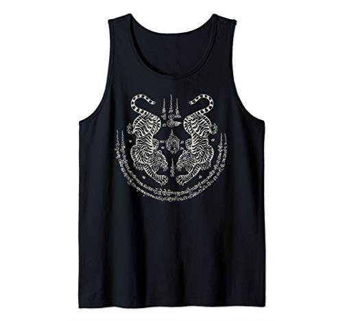 Sak Yant Thai Tattoo Twin Tiger Muay Magical Thailand Gift Tank Top