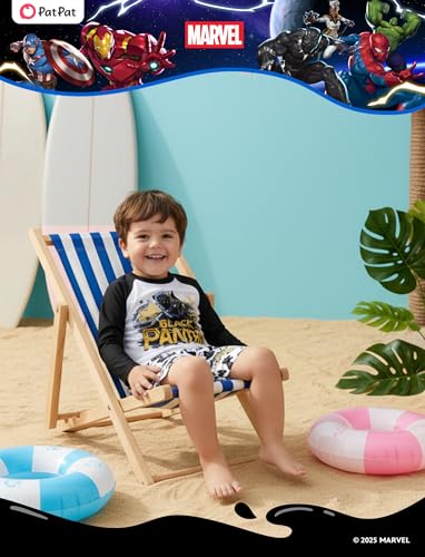 Image of Disney Marvel Spiderman Swimsuit Rash Guard Shirt & Swim Trunks Stitch Boys Swim Set UPF 50+ Summer Kids Bathing Suit 3M-13T