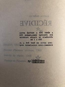 Paperback Récidive [French] Book