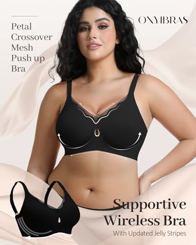 Image of Jelly Bras for Women No Underwire Mesh Wireless Crossover Bra Seamless Full Coverage Lift T Shirt Sleep Bralettes
