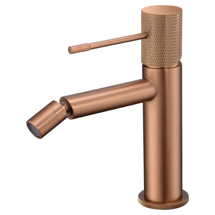 MIce BDD038-2ORC - Rubinetto monocomando per bidet realizzato in ottone - Rubinetti per WC - Rubinetto da bagno adatto per acqua fredda/calda - Oro Rosa spazzolato