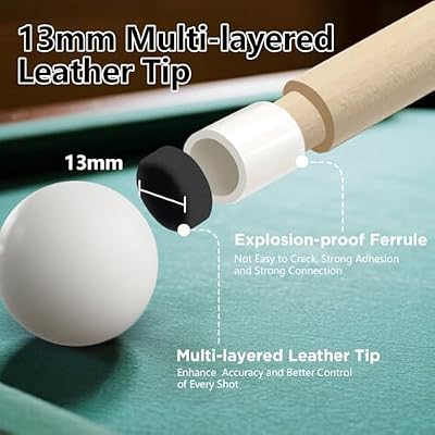 Pool Cue, 58 Billiard Cue Stick 2-Piece Maple Wood Pool Cue Stick 18 19 20 21oz for Bar House Pool Table Sports