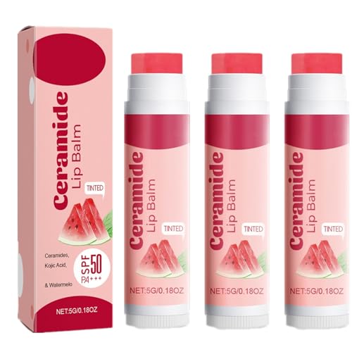 Tinted Ceramide 2024 Lip Balm with SPF 50 PA+++ | Kojic Acid and Niacinamide | for Brightening and Protection of Lips, Non-Sticky, Natural, Vegan, Cruelty Free 5G (3)