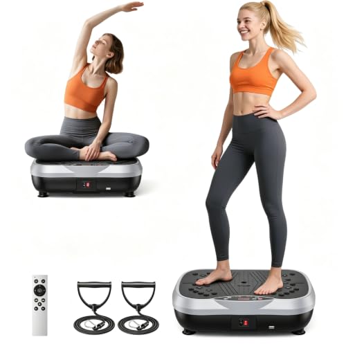 Vibrationsplatte Fitness für Zuhause, Rüttelplatte mit Massage & Bluetooth
