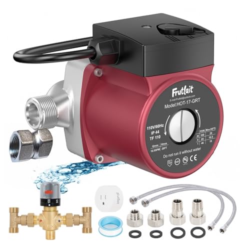 Hot Water Recirculating Pump Kit for Tank Water Heaters – 3-Speed Pump, Thermostatic Bypass Valve, WiFi Smart Plug, 2 Adapters, 1/2" to 3/8" Food-Grade Hoses, Easy DIY Install