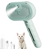 Cat Steam Brush, 3 In 1 Self Cleaning Pet Spray Hair Removal Comb Anti-Lost Pet Pendant, Cat Brush for Indoor for Shedding, Waterproof Grooming Brushes for Long Short Haired
