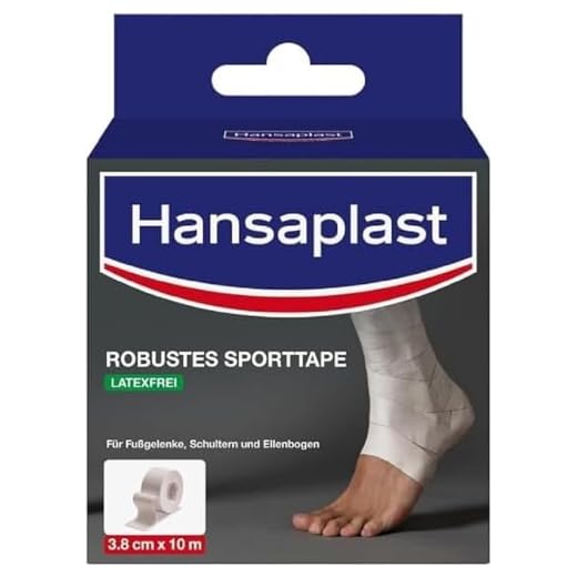 Hansaplast Cinta deportiva resistente (3,8 cm x 10 m), cinta adhesiva fuerte que ayuda a prevenir lesiones, cinta deportiva sin látex que proporciona soporte para las articulaciones, color blanco