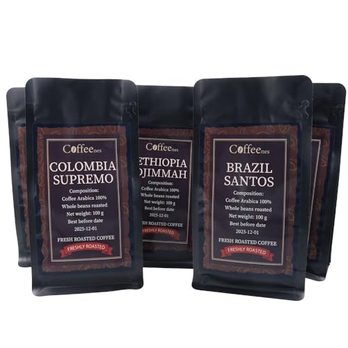 Los 10 mejores cafés en grano Perú COFFEENES Juego de Degustación de Café Arábica 6 x 100 g - pack Cafe Molido - cafe del Mundo para Conocedores y Amantes del Café