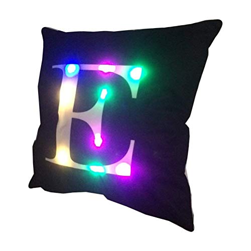 ZUODU Housse de coussin créative en velours avec éclairage LED coloré - 45 x 45 cm - Noir Cover