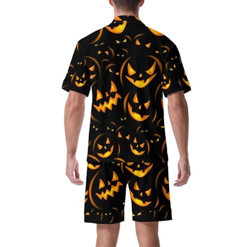 Men's Short Sleeve Pajama Set Colorful Butterfly Sleepwear Button-Down Pjs Sets Two-Pieces Loungewear with Pockets2