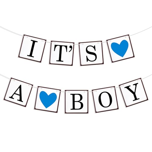 It's A Boy Banner para baby shower, decoraciones de baby shower para niños, fiesta de revelación de género y suministros de fiesta de cumpleaños (azul, papel)