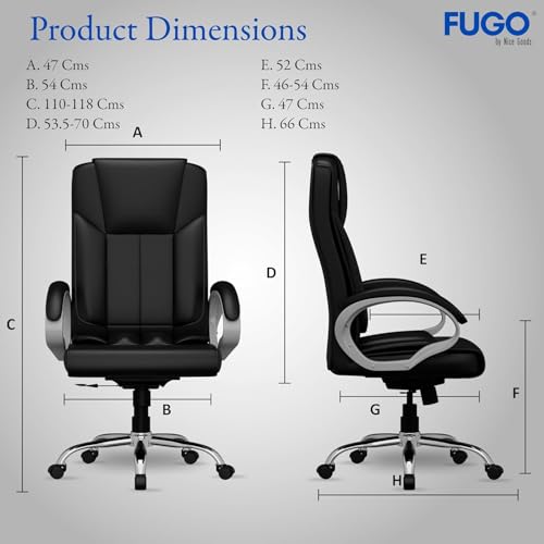Image of FUGO FG17 Orthopedic Boss Chair with 3 Year Warranty, Leatherette Office Chair, Ergonomic Executive Chair with Spacious Cushioned Seat, Heavy Duty Metal Base, Rocking Function (Black)
