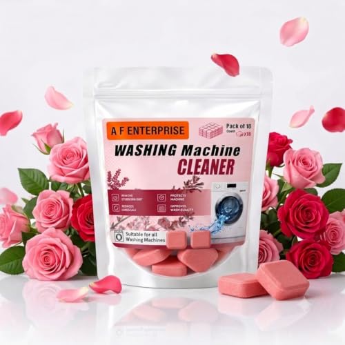 Washing Machine Cleaner Tablets 18 Pcs | Rose Scented Washing Machine Drum Cleaner | Removes Dirt, Odour, Limescale & Residue | Deep Cleaning Tablets for Front Load & Top Load Fully Automatic Machines