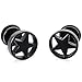 INBLUE Men's 8mm 9mm Stainless Steel Studs Earrings Black Round Stars Pentagram Pentacle Plug Gauges Tapers Plugs Tunnel