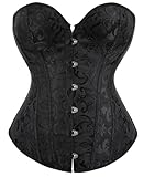 Alivila.Y Fashion Womens Sexy Brocade Vintage Corset Overbust Bustier Top Corsets 810-Black-2XL