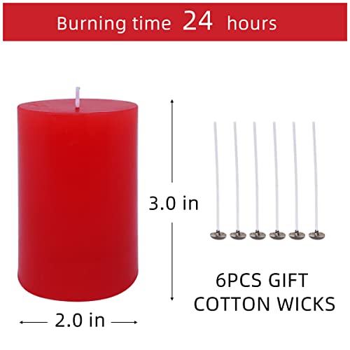12 Pack 2X3 Inch Red Pillar Candles For Romantic Valentine's Day And Christmas, Unscented Column Candle For Home Restaurants, Smokeless Dripless And Clean Burning Emergency Candle #TOP4