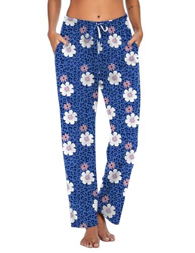 Image of Ekouaer Women Pajama Pants Comfy Pj Bottom with Pockets Stretch Plaid Sleepwear