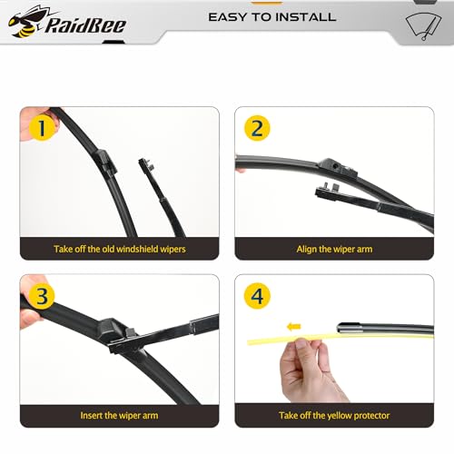 Image of Raidbee Windshield Wiper Blades Replacement for | BMW 528I 535D 535I 535I GT 550I 550I GT 740I 740LI 750I 750LI 760LI 2010-2016 Genuine OEM Quality 2 Pack