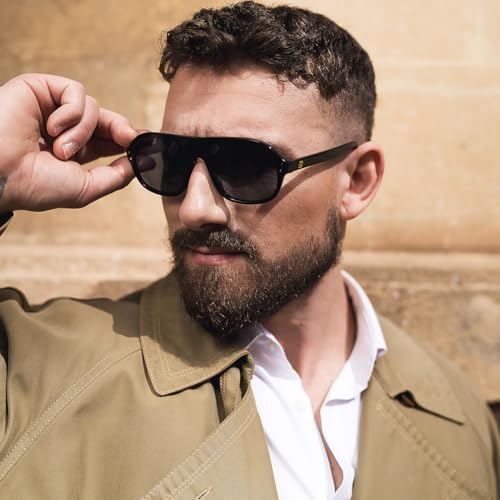 DUCO Retro Aviator Sunglasses for Women Men Polarized Sunglasses UV400 Protection Pilot Sun Glasses Acetate Frame DC23863