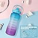64 OZ/Half Gallon Motivational Water Bottle with Time Marker & Straw - BPA Free Leakproof Tritan Frosted Plastic Big 2L Water Bottle for Women Men Large Water Jug for Gym Outdoor Sport
