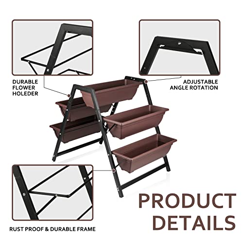 Planters For Outdoor Plants, Raised Garden Bed Vertical Garden Tiered And Freestanding Planter Stand With 5 Boxes Hydroponics Supplies Indoor Herb Garden Gifts For Gardeners Grow Strawberry Planter #TOP1
