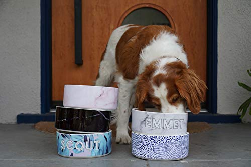 Should We Go? Personalized Dog Bowl: Custom Ceramic Food & Water Dish With Your Pup’s Name. Monogrammed And Customized Just For Your Pet. Modern, (Black Marble) #TOP6