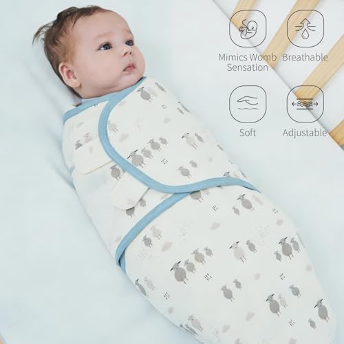 Image of insular Baby Swaddle Wrap, Swaddle Blanket for Newborn and Infant, Adjustable Swaddling Set for Boy and Girl, Soft Cotton Baby Sleep Sack 3 Pack, Car&Dachshund, Medium(3-6 Month)