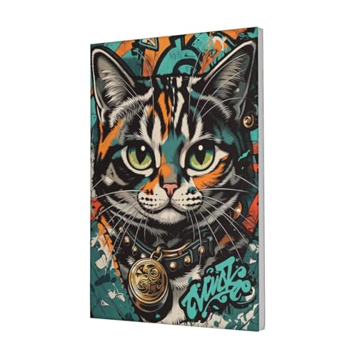 Cuadro de gato graffiti Woshuwo, arte estético de 30x45 cm enmarcado para un dormitorio moderno