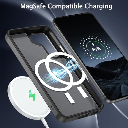 Image of BENTOBEN Samsung Galaxy S22 Case, Galaxy S22 Magnetic Case [Compatible with MagSafe] Translucent Matte Slim Shockproof Women Men Protective Case Cover, Black