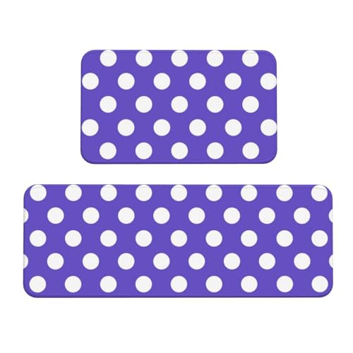 GVYGVY Antifatigue Kitchen Mats for Floor 2 Piece - Dark Purple Polka Dot Print (a) Kitchen Rugs Washable, Non Slip Runner Rug Standing Mat for Office/Bathroom/Laundry/Home Decor and Accessories