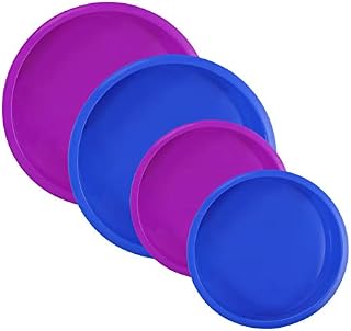 QINREN Silicone Cake Moulds Tins 6"& 8", 4pcs Nonstick Silicone Cake Pan Baking Tins Baking Molds Bakeware Tray Multi-Purpose Round Cake Pan Set to Make DIY Cakes Bread Chocolate Cakes, 2 Colors