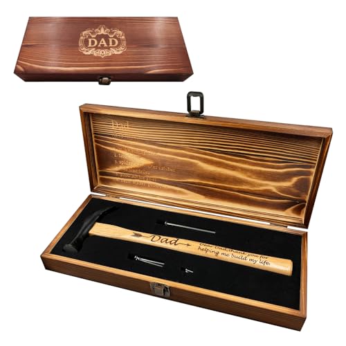 Gifts for Dad, Engraved Hammer with Premium Wooden Gift Box, Dear Dad Thank you for...
