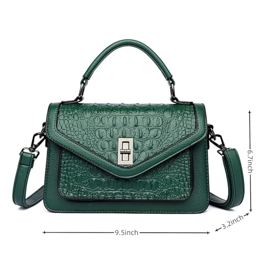 Image of Women Vegan Leather Evening Handbag Crocodile Pattern Handle Clutch Purse Cross Body Envelope Bag