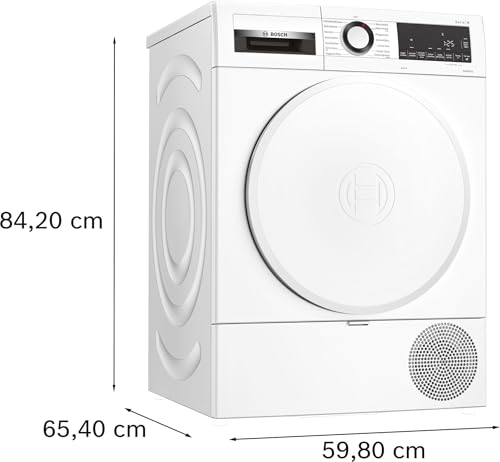 Bosch Wärmepumpentrockner für 8 kg Wäsche, Serie 6, 97 kWh pro Jahr, Auto Dry, Anti Vibration-Design, Sensitive Drying-System, Umweltfreundliches Kühlmittel, Weiß, WQG233D20