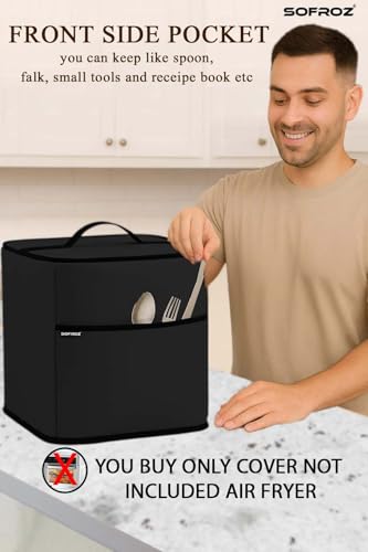 Image of Oven Air Fryer Top Cover with 2 Storage Pockets for Inalsa 23L - Dustproof & Waterproof, Washable Protective Cover for Kitchen Appliances inls 23L (Black)