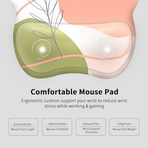Image of EooCoo Ergonomic Mouse Pad with Wrist Support, Mousepad with Memory Foam Wrist Rest and Non-Slip Base for Computer, Cafe, Home & Office, 9.64 x 8.26 in Office Desk Accessories