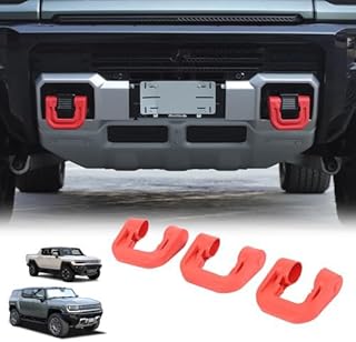 Tow Hook Covers for Hummer EV Accessories 3PCS Rear Front Bumper Tow Hook Rubber Sleeve Protectors Compatible with Hummer EV SUV Pickup Truck 2022-2024 2025+ (Red)