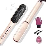 TYMO Anneau Plus Brosse à lisser les cheveux ionique - Peigne de redressage avec des ions négatifs pour les femmes, revêtement en titane, 9 Paramètres de la température & LED Affichage, double tension, outils de styling professionnels