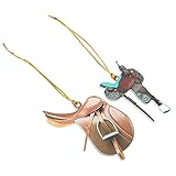 [NUOBESTY] 2個ウエスタン馬の鞍のペンダント アクリル製車のミラー装飾 内装用吊り下げオーナメント 馬の鞍型 車載用 バッグやツリーにも適用