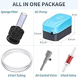 Pawfly Aquarium Air Pump 2.5 L/min Quiet Oxygen Aerator Pump with Air Stone sponge filter Airline Tubing and Check Valve Accessories for 10-40 L Buckets and Fish Tanks - Image 3