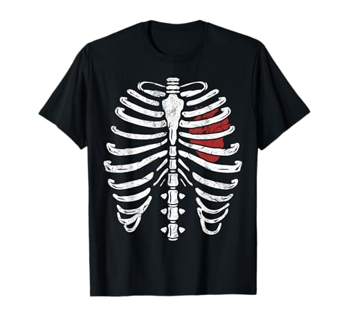 Skeleton Rib Cage Xray Halloween Heart showing tee Unisex T-Shirt