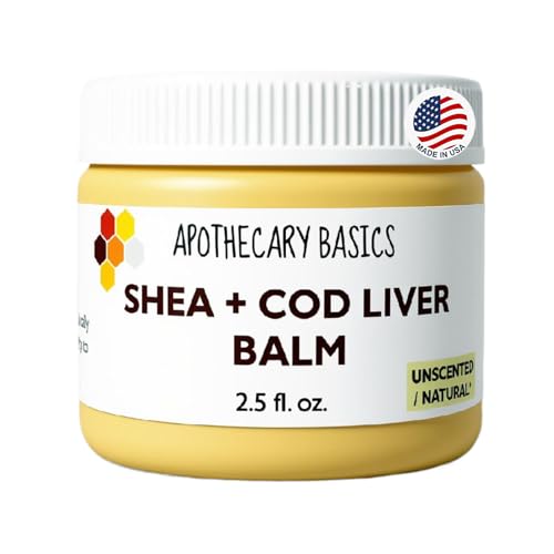 Organic Shea+Cod Liver Oil Ointment – Handmade with Cod Liver Oil & Shea Butter – Nourishing & Fragrance-Free – 2.5 fl oz