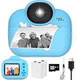 Kids Camera Instant Print Camera for Kids, Toddler Cameras Christmas Birthday Gifts for Girls Boy, 1080P HD Digital Video Cameras, Portable Toy for 4 5 6 7 8 9 10 Year Girl with SD Card (Blue)