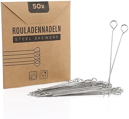 50 Stück Rouladennadeln Edelstahl - 25cm Grillspieße Vielseitig
